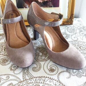 Elegant Taupe Mary Jane Heels
